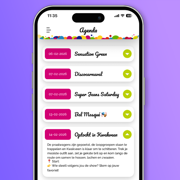 Krooshappers app visual agenda